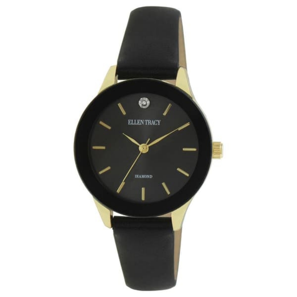 Ellen Tracy Black and Gold Women's Watch